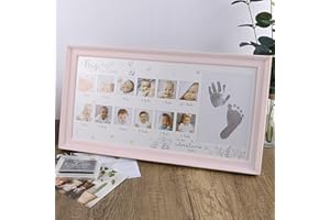 LEcylankEr Empreinte Bébé Cadres Photo,croissance Record Cadeau Bebe,Kit Empreinte Bébé​avec Tampon Encreur (Rose)