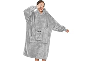 Voqeen Couverture à Capuche Hoodie Sweat à Capuche Flanelle Double Face Chaud Poche Surdimensionnée Unisexe avec Sac pour Téléphone Portable Doux pour Homme Femme