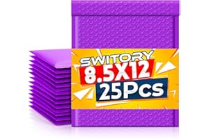 Switory 25 szt. kopert bąbelkowych A4 wyściełane koperty bąbelkowe torby w linie Poly Mailer samoprzylepne fioletowe, 21,6 cm x 28 cm