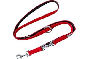 DDOXX Correa Perro Multiposición Air Mesh, Ajustable en 3 tamaños, 2m | Muchos Colores & Tamaños | para Perros Pequeño, Mediano y Grande | Correa Accesorios Doble 2 Gato Cachorro | Rojo, M