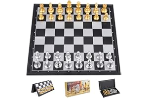 CHUERTECH Szachy podróżne, magnetyczne szachy, składana plansza, tradycyjne gry szachy dla dorosłych / dzieci, edukacyjna gra planszowa na imprezę, zajęcia rodzinne