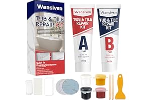 Wansiven Badewannen Reparaturset Weiß, Emaille Fliesenreparaturset, Marmor Keramik Sanierung Set zur Reparatur von Kratzern, Löchern, Risse, mit Farb Paste 100 g