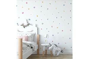 QuoteMyWall 150 Pastel Polka Dot Blobs Wall Stickers Dotty Danish Pastel Denmark Colourful Nursery Decals for Kids Boys Girls Bedrooms Removable