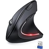 TECKNET Mouse Verticale, 4800 DPI Mouse Wireless Ergonomico, Protegge Il Braccio, Mouse Senza Fili 6 Pulsanti per PC, Compute
