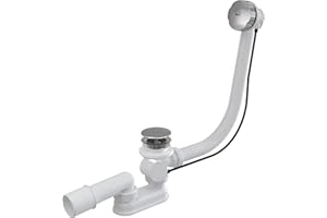 Alcaplast A55KM Dispositif d'écoulement et de trop-Plein pour Baignoire avec Siphon Anti-odeurs, Blanc