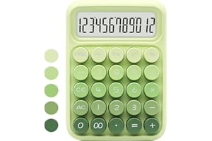 QPENGUINBABIES Calculatrice verte standard avec affichage à 12 chiffres et gros boutons, fournitures de bureau vertes et accessoires de bureau pour bureau, école, magasin, maison
