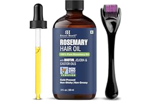 Botanic Hearth Rosemary Hair Oil 2 fl oz | With Derma Roller & Glass Bottle | Hair Growth Oil for Stronger, Thicker Hair | Lightweight, Non-Sticky Formula | Pack in Monocarton