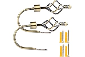 EgoEra® Crown Design Curtain Drapery Holdbacks - Metal Hooks Holder, Bronze