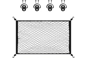 Pmueuff Rete Bagagliaio Auto 100x80cm, Estendibile Fino a 160x120cm, Auto Portaoggetti Bagagliaio Con 4 Ganci, Rete Elastica per Riporre e Fissare i Bagagli Nel Veicolo
