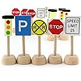 Kids Wooden Street Signs Playset Wooden Street Sign Perfect Car and Train Set Stop and Street Signs