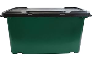 ALL-GREEN Coral 44 Litre Green Outdoor Kerbside Waste Recycling Box/Storage Box - With Black Lid
