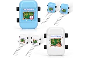 Benxdara Math Roller Stamp, 4 in 1 Roller Digital Teaching Stamp Addition Subtraction Multiplication Division Smart Math Problem Stamp Roller Reusable Maths Educational Toy Stamp (White + Blue)