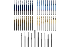 Genmitsu 50 szt. frezy CNC z węglika wolframu, trzpień 1/8 cala, 2-otworowe proste frezy z płaskim nosem i kulką, wiertła do PCB i wiertła do grawerowania rowków V, MC50A