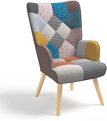Poltrona Relax Patchwork Viken Nordik - Tessuto Morbido, Struttura Acciaio, Design Moderno | Per Soggiorno E Camera
