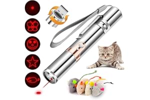 Kemowi Cat Toys, 1 Pack 7 in 1 LED Pen And 4 Pack Catnip Mouse Toys, Interactive Chase Cat Toy For Indoor And Outdoor Playing, Rechargeable Wand Cat Chaser Toys For Pet Exercise Training Tool