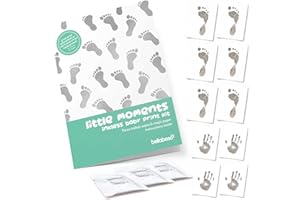 BELLA BESO Inkless 10 Sheet & 3 Inkless Towelette Baby Hand Print and Foot Print Kit - Ready to Frame Sizes