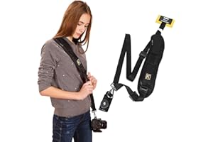 Y8HM Camera Shoulder Strap with Quick Release Buckle, Camera Neck Sling Strap Belt for Canon Nikon Sony DSLR SLR, Black, One Size