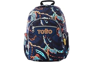 TOTTO - Mochila Escolar Adaptable a Carro, Modelo Acuareles, Capacidad 20 L, Bolsillo Pc 14", Bolsillos Botella, Espaldar Ergonómico con Flujo de Aire, Cómodas Correas en S
