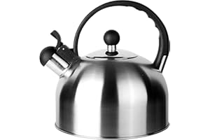 ROSSETTO Bouilloire Sifflante Induction 2,5 L Inox Théières pour Cuisinière, Bouilloire gaz, Poignée Résistante à la Chaleur, Tous Feu Donc Induction, Théière avec Sifflet pour, Inox