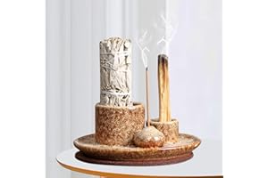 BECHOANIGEL 4 in 1 Räucherschale, Räucherstäbchen Halter, Incense Holder, Räucherkegel Halter, Räucherstäbchenhalter für Jedes Räucherwerk, Palo Santo, Salbei Räuchern, Räucherstäbchen, Kerzen