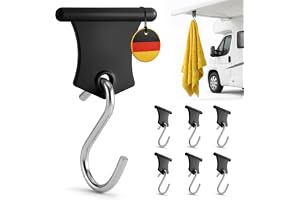 SCHMITZ.Tools Kederlist krokar – set om 6 – mer ordning vid camping | Markiskrokar för kanterskena – husbilsutrustning – perfekt för lampor, handdukar, kläder och dekoration