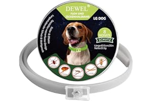 DEWEL Leuchtendes Zeckenhalsband für Hunde, Zeckenhalsband Leuchthalsband Hund Verstellbar Floh-und Zecken Prävention Halsbänder Wasserdicht Fluoreszierendes Flohhalsband gegen Ungeziefer, 63.5cm