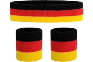 ONUPGO Sweatband Set (3 Pieces) Sports Headband Wrist Striped Sweatbands Terry Cloth Wristband Athletic Exercise Basketball Wrist Sweatband and Headbands Moisture Wicking Sweat Absorbing Head Band
