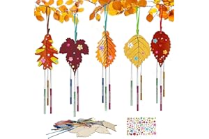 Huahuanghui Kit de Bricolage D'automne pour Enfant 12 Pièces, Automne Feuille D'érable en Bois Pendentif, Décoration en Bois de Thanksgiving, Cadeaux D'artisanat de Thanksgiving D'automne