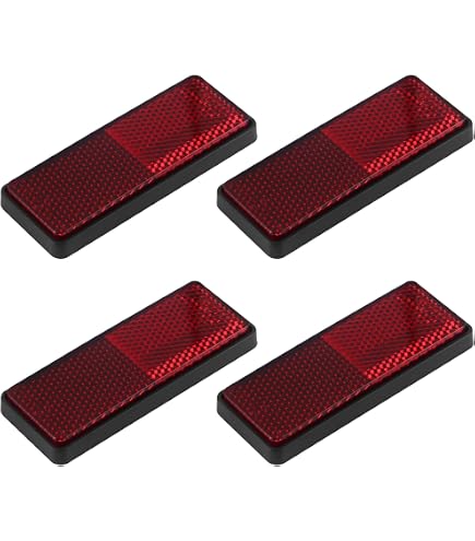 Réflecteurs Auto-Adhésifs Pour Moto - Lot De 4, Rouge, 94x27.5mm, Augmentation Visibilité Nuit