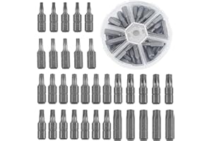 KAHOUI 25 mm Embout Visseuse a Choc 34 Pièces, Embout Torx 1/4" Manche Hexagonal, Coffret Embout Visseuse Matériau en Acier S2, Embouts de Vissage pour Manuels et Électriques