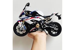 Risopen 1:9 Motorcycle Model compatible for BMW S1000RR Metal Die-cast Motorcycle Model No Assembly Required Mini Finished Moto Gift for Adult（White）
