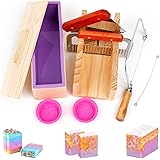 HOTOOLME Silikon Seifenformen Set, Verstellbar Holz Seifenschneider, DIY Seifenherstellung Handgefertigt Seife Kit, rechtecki