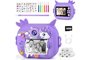 SIUHEN Cámara Instantánea para Niños + 5 Rollos de Papel Térmico Instanea Maquina Fotografia Niña Impresora Impresion Digital Instant Camera Juguetes 3-12 Años Regalo Juegos Impresión