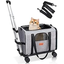 Katten trolley 2 katten 37x28x55cm - Reismand voor 2 katten met wielen