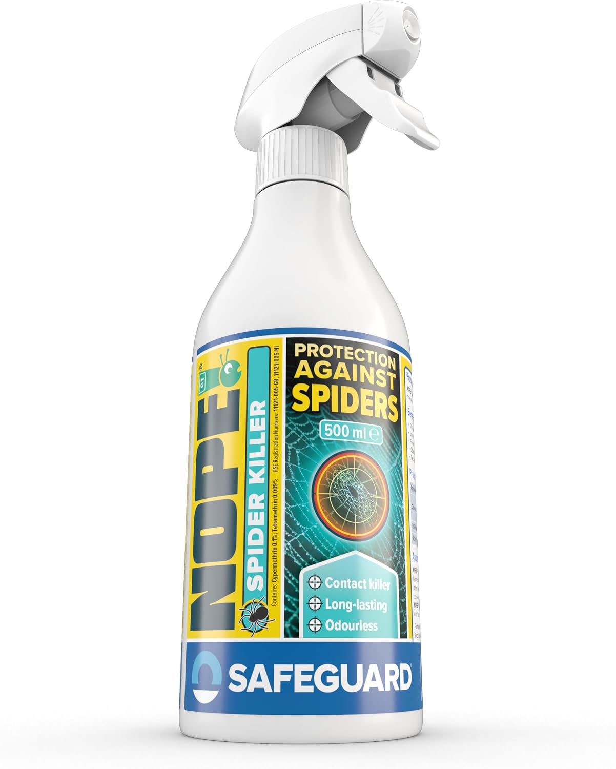 NOPE! Spider Killer Spray Repellent - Contact Killer. for All Types of Spiders. Residual Action, Odourless, Non-Staining for Indoor and Outdoor Use. 500ml