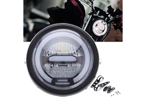keepdsgn 6.8 pulgadas Faro LED redondo para motocicleta de con halo blanco y soportes Luz de faro delantero universal Faro de reajuste de haz alto y bajo (luz blanca).