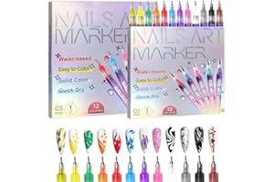 GÉNÉRIQUE 12 Couleurs Stylo Nail Art Graffiti Pen,Stylo Vernis à Ongles 3d Enfant,Stylos Vernis À Ongles Pointes Fines,0,5 mm,DIY Manucure Décoration Dotting Pen,Nail Art Graffiti Pens
