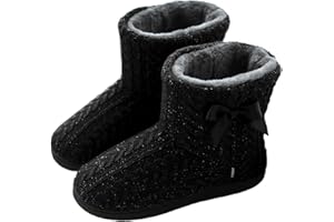 GURGER Hausstiefel Damen Plüsch Gefüttert Hausschuhe Feste Sohle Rutschfest