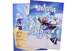 simyron Cartoon Elsa Biglietti di Invito 20 pcs inviti Compleanno Bambini, Buste per Feste per Bambini, Ragazzi e Ragazze Cartoline per Bambini, Ragazze Festa di Compleanno e Baby Shower