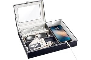 ProCase Svuotatasche Pelle per Uomo Organizer Comodino, Svuotatasche Design Moderno Ingresso -1 Strati, Nero