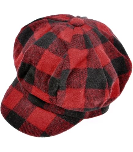 Casquette Gavroche Vintage À Carreaux Chapeau Octogonal Doublé Peluche Casquette Gavroche Vintage À Carreaux Chapeau Octogonal Doublé Peluche