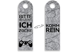 NICEIN 2pcs Türbehang aus Filz Bitte Nicht Stören,ich zocke oder kzomm rein-Zocker Geschenk,Gamer Zimmer Deko,Gamer Geschenk,Teenager Jungen Geschenks,Coole Personalisiert Lustiges Zockers Deko(Grey)