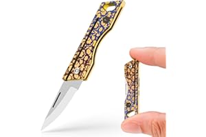 KeyUnity KK06 Coltello tascabile mini EDC, piccolo coltello pieghevole in titanio con foro portachiavi integrato per il trasporto quotidiano, Escursionismo e attività all'aria aperta（TI29P）