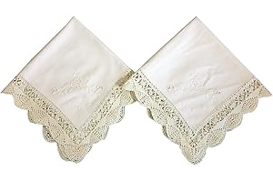 CLASSIC HOME STORE Vintage Cluny Lace Pair of Cotton Napkins Dining Table Cloth Serviettes - Ecru (18" Square)