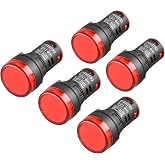 Heschen 22mm AD16-22D/S 220V AC 20mA LED Indicator Pilot Light Red Light 5 Pack