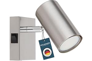 bmf-versand® lámpara de pared interior dormitorio con interruptor - lámpara de pared sala de estar 1 llama níquel - lámpara de lectura montaje en pared 1 foco - foco de pared GU10 sin enchufe