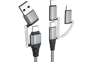FROGGEN Multi kabel USB, USB C na USB C, nylonowy, uniwersalny, do ładowania USB A/USB C na Lightning/Micro USB/typ C 60 W PD 3.0 3A kabel do szybkiego ładowania do iPhone'a, laptopa, tabletu, Samsung Galaxy