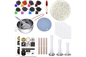 Scentoria Kerzen Selber Machen Set, Kerzenherstellung Kit, Wachsschmelztopf und 90 Kerzendochte, 400g Sojawachs, 8 Kerzenfarbe, Docht Halter, Docht Aufkleber, DIY Kerzen für Erwachsene und Kinder(C)