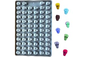PTAIZJJZ Molde de silicona para caramelos, 1 paquete de 70 cavidades antiadherentes, mini molde de silicona de calavera de Halloween, molde de chocolate para gomitas, dulces, gelatina, galletas, golosinas para