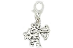 JEWELLERYJOY Zodiac Constellation 12 Signs Astrology Tibetan Silver Clip On Lobster Clasp Charm